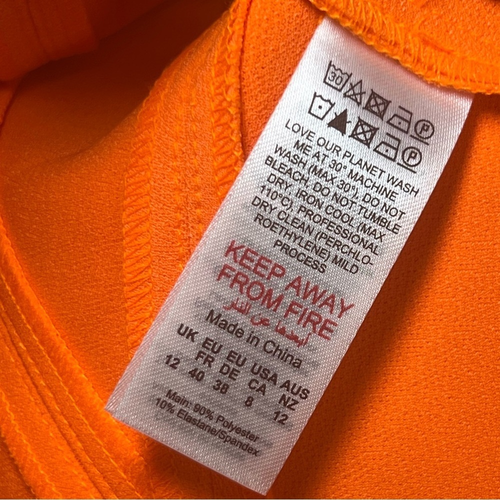 Karen Millen Neon Orange Figure Form Bodice Zip-Front Sleeveless Tank Top 8 - Picture 7 of 14